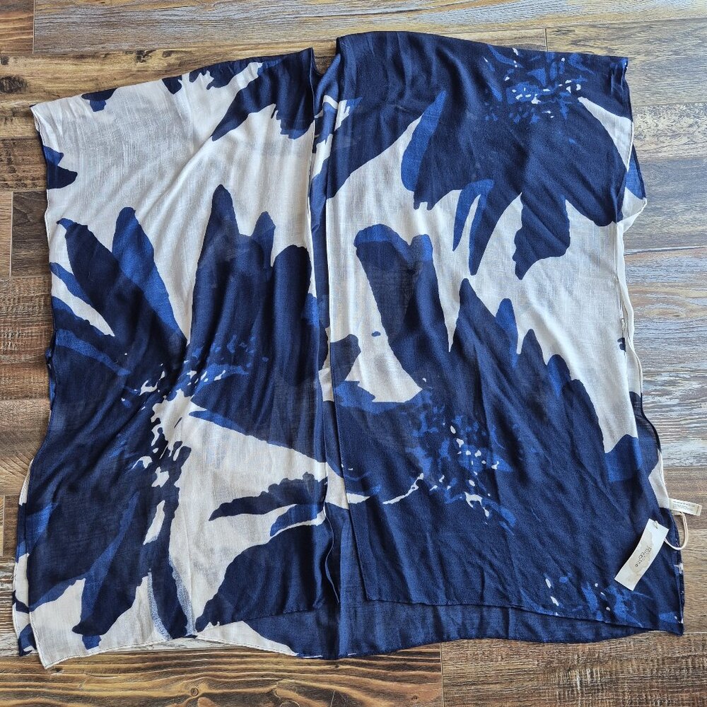 NWT Macchia Di Ruggine Kimono Cover Up Wrap Shawl Viscose Navy White One Size - Picture 5 of 9